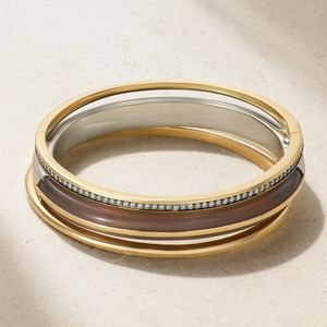 BY PARIAH Natural Classic Stack Set Of Three 14-Karat Recycled, Sterling, Diamond And Agate Bracelets