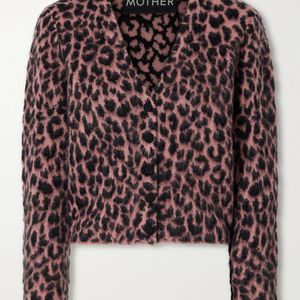 Mother The Baby Peek-A-Boo Animal-Printed Mohair And Wool-Blend Brushed Cardigan