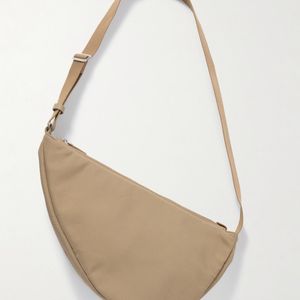 The Row White Slouchy Banana Two Leather-Trimmed Canvas Shoulder Bag