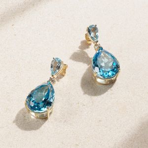 Mateo Blue Sophia 14-Karat, Topaz And Diamond Earrings