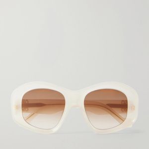 Loewe White Anagram Round-Frame Tortoiseshell Acetate Sunglasses
