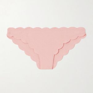 Marysia Swim Pink Antibes Scalloped Recycled-Seersucker Bikini Briefs