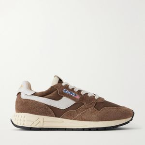Autry Brown Reelwind Low Suede-Trimmed Leather Sneakers