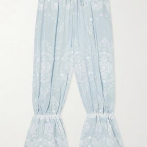 Miguelina Blue Nell Embroidered Silk-Blend Balloon Pants