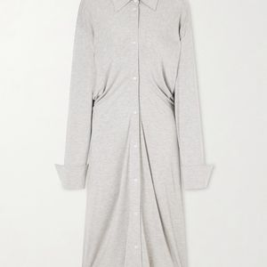 Totême  White Slouch Draped Jersey Midi Dress