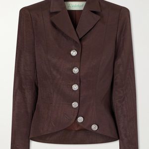 Wiederhoeft Brown Twill Embellished Blazer