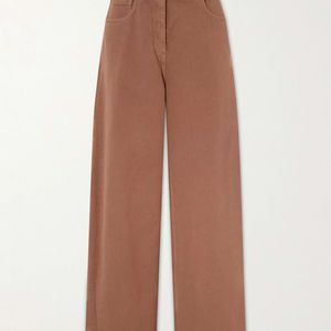 Brunello Cucinelli Brown Embellished High-Rise Wide-Leg Jeans