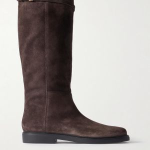 Tod's Brown Embellished Suede Knee Boots