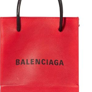 Balenciaga Rot Xxs Tote Aus Strukturiertem Leder Mit Print