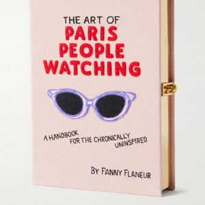 Olympia Le-Tan Pink Messy Nessy The Art Of Paris People Watching Embroidered Appliquéd Canvas Clutch