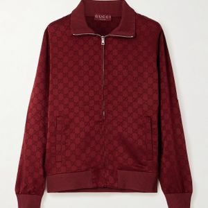 Gucci Red Satin-Jacquard Track Jacket