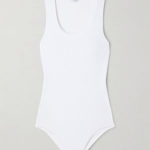 Alaïa White Ribbed-Knit Bodysuit