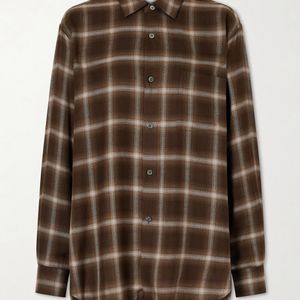 Ssstein Brown Checked Lyocell-Blend Gauze Shirt