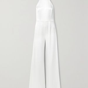 Galvan White Sienna Satin Halterneck Jumpsuit