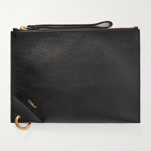 Chloé Black Embellished Textured-Leather Pouch