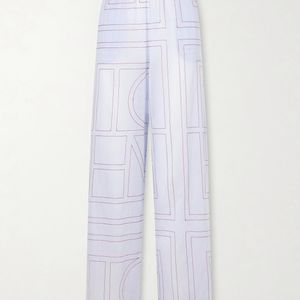 Totême  White Embroidered Lyocell And Cotton-Blend Wide-Leg Pajama Pants