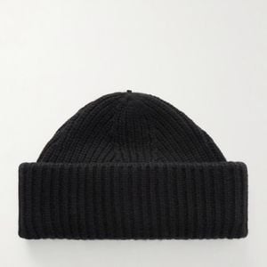 Yves Salomon Black Ribbed Wool And Cashmere-Blend Beanie