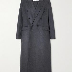 Victoria Beckham Black Double-Breasted Wool-Blend Long Coat