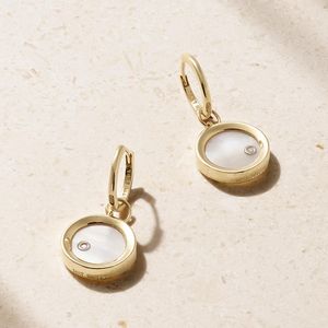 Mateo Natural Convertible 14-Karat, Mother-Of-Pearl And Diamond Hoop Earrings