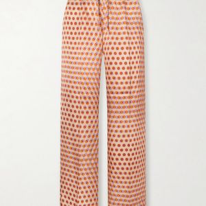 Dries Van Noten Pink Printed Silk-Satin Wide-Leg Pants