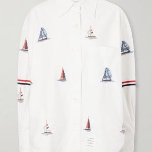 Thom Browne Natural Embroidered Cotton Shirt