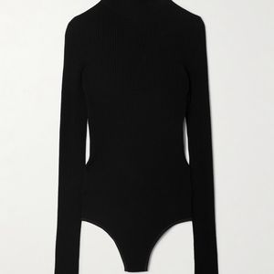 Alaïa Black Ribbed-Knit Turtleneck Bodysuit