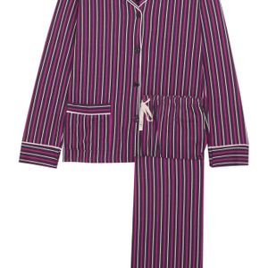 DKNY Purple New Classic Striped Cotton-blend Jersey Pajamas
