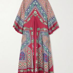LaDoubleJ Red Magnifico Printed Silk Maxi Dress