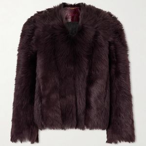 Chloé Red Cropped Shearling Jacket