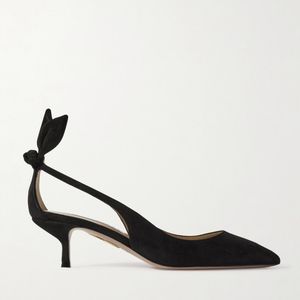 Aquazzura Black Bow Tie 50 Suede Pumps