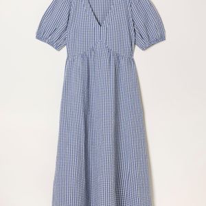 FatFace Blue Fatface Remi Petite Gingham Midi Dress
