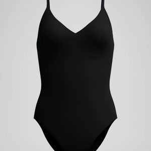 Speedo Black Solid V-Neck Swimsuit