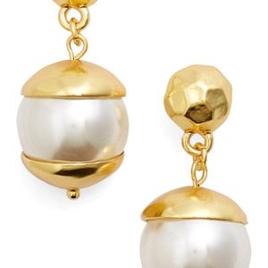 Karine Sultan Metallic Imitation Pearl Drop Earrings
