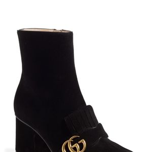 Gucci Black Marmont 70 Leather Ankle Boots in het Zwart