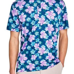 Con.struct Blue Regular Fit Layered Hibiscus Recycled Performance Golf Polo for men