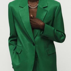 Mango Green Otero One-Button Blazer