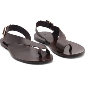 Mango Black Toe Loop Flat Sandal