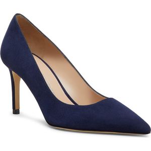 Stuart Weitzman Blue Stuart Power 75 Pointed Toe Pump