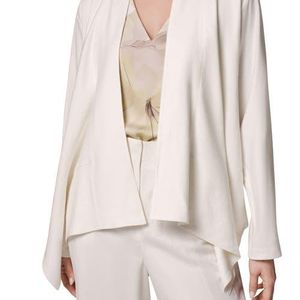Donna Karan White Drape Front Jacket