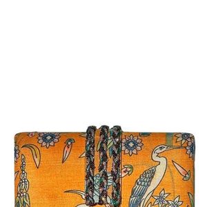 Simitri Orange Printed Braid Clutch