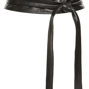 Ada Black Embroidered Leather Wrap Belt