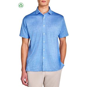 Con.struct Blue Regular Fit Chambray Recycled Performance Golf Button-Down Shirt for men