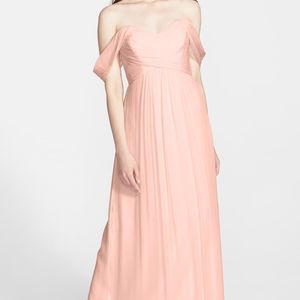 Amsale Pink Convertible Crinkled Silk Chiffon Gown