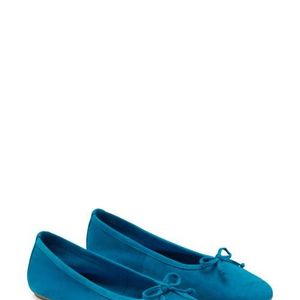 Mango Blue Cap Toe Suede Ballet Flat