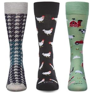 Memoi Green Assorted 3-Pack Crew Socks for men