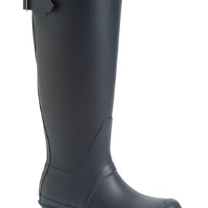 Hunter Black Original Tall Adjustable Back Waterproof Rain Boot