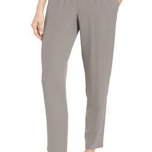 Eileen Fisher Grey Slouchy Silk Crepe Ankle Pants
