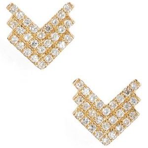 EF Collection Metallic Shield Diamond Stud Earrings
