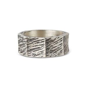 TORRELA White Octagonal Rustic Ring for men