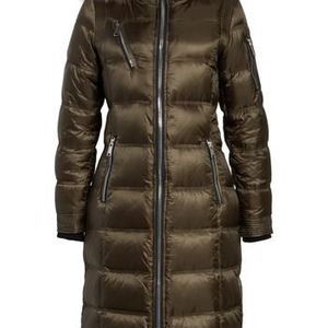 Andrew Marc Black Charlize 42 Hooded Water Resistant Down Coat With Genuine Fox Fur Trim